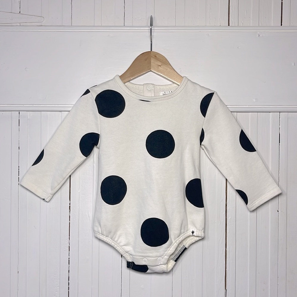RISE LITTLE EARTHLING EUC Organic Cotton Black Polka Dot Sweatshirt Bubble